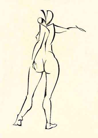 dessin et photo de charme, femme nue debout