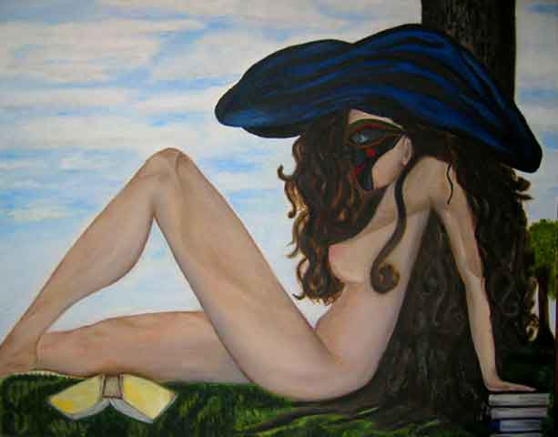dessin et photo de charme, femme nue adossee arbre